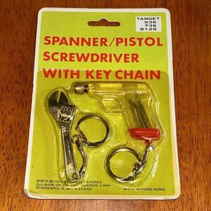 Vintage Spanner Pistol Screwdriver And Wrench Key Chain‎ New Hong Kong C4